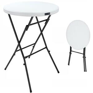 Masă de bar pliabilă în picioare Ø72 cm - alb, înălțime 110 cm