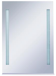 Oglindă cu LED de perete pentru baie, cu raft, 50 x 70 cm