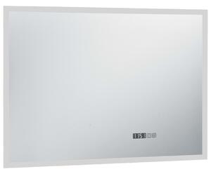 Oglindă cu LED de baie cu senzor tactil și afișaj oră 100x60 cm