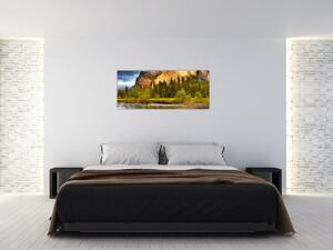Tablou - Stânci lăngă lac (120x50 cm)