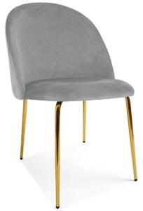 Scaun bucatarie INCA VELVET din catifea cu picioare aurii, gri deschis