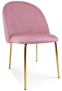 Scaun bucatarie INCA VELVET din catifea cu picioare aurii, roz