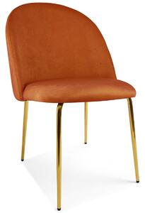 Scaun bucatarie INCA VELVET din catifea cu picioare aurii, teracota