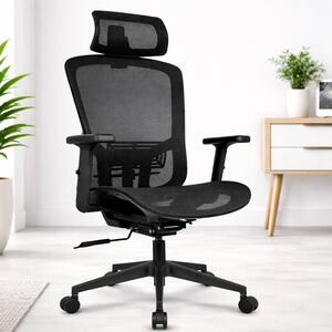 Scaun de birou ergonomic HC-1045 cu spătar din plasă - negru