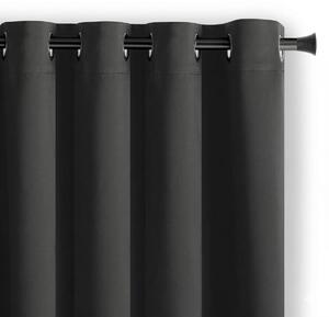 Draperie Blackout Neagra cu Inele Argintii 140x244 cm – Opacitate 90%