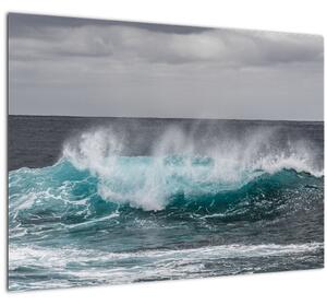 Tablou pe sticlă - Valuri pe ocean (70x50 cm)