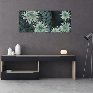 Tablou - Flori verzi (120x50 cm)