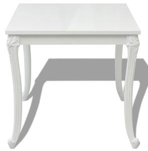 Masă de sufragerie, alb extralucios, 80x80x76 cm