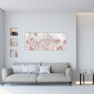 Tablou - Flori roz (120x50 cm)