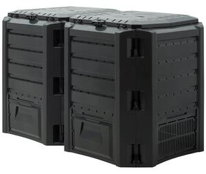 Compostor de grădină din plastic negru 800 l - 135 × 72 × 83 cm