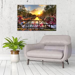 Tablou - Răsărit de soare la Amsterdam (90x60 cm)