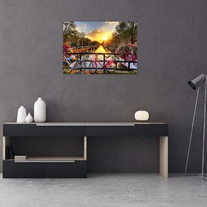 Tablou - Răsărit de soare la Amsterdam (70x50 cm)