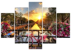 Tablou - Răsărit de soare la Amsterdam (150x105 cm)