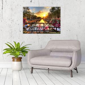 Tablou - Răsărit de soare la Amsterdam (70x50 cm)