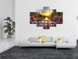 Tablou - Răsărit de soare la Amsterdam (150x105 cm)