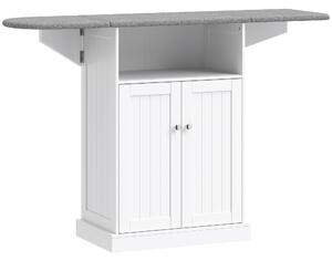 HOMCOM Masă de călcat cu suprafață pliabilă și dulap pentru depozitare, 131x37x88.5 cm, alb | Aosom Romania