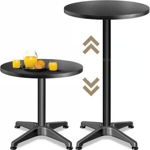 Masă de bar reglabilă în înălțime Ø60 cm - 70/115 cm, negru