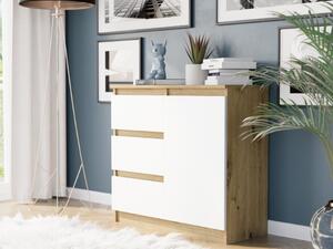 Comoda R-80-S3 cu sertare 80 cm - diverse variante de culori artisan mix alb