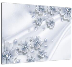 Tablou pe sticlă - Design flori (70x50 cm)