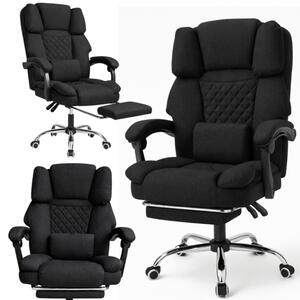 Scaun de birou ergonomic cu suport pentru picioare și masaj - material negru