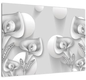 Tablou pe sticlă -Design flori (70x50 cm)