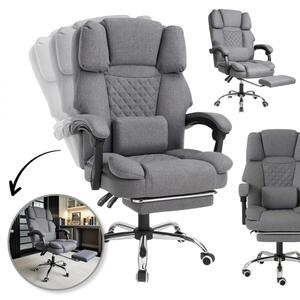 Scaun de birou ergonomic cu suport pentru picioare și masaj - material gri