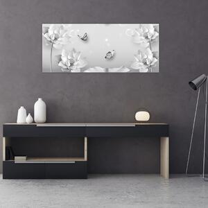 Tablou - Design flori și fluturi (120x50 cm)