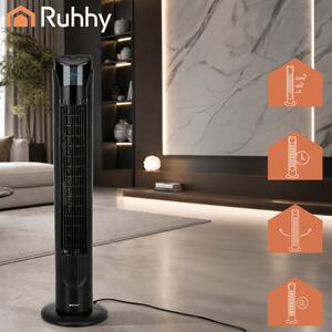 Ventilator tip coloană – silențios, puternic, cu telecomandă | 45 W, oscilație, temporizator