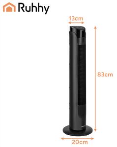 Ventilator tip coloană – silențios, puternic, cu telecomandă | 45 W, oscilație, temporizator