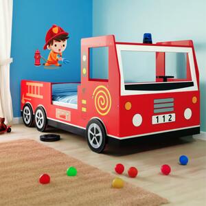 Pat pentru copii Noah cu grătar - camion de pompieri 200 x 90 cm