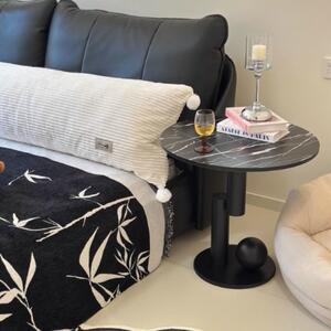 Măsuță rotundă cu decor din marmură 50 cm