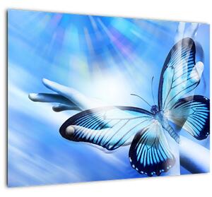 Tablou pe sticlă - Fluture, simbolul speranței (70x50 cm)