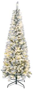 HOMCOM Brad de Crăciun Înzăpezit cu 180 de Lumini LED cu 11 Efecte și 479 de Ramuri, Ø65x180 cm, Verde și Alb | Aosom Romania