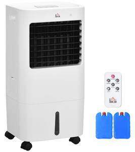 HOMCOM Răcitor Evaporativ 3 în 1, Ventilator cu Gheață și Umidificator, 3 Viteze, 9 Moduri, Telecomandă, Roți și Timer, 65W, Alb | Aosom Romania