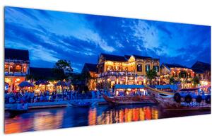 Tablou - Orașul de noapte Hoi An, Vietnam (120x50 cm)