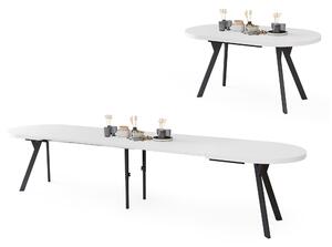 Mazzoni Masă ovală extensibilă EXPANSO Alb Mat / picioare negre