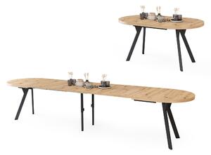 Mazzoni Masă ovală extensibilă EXPANSO Stejar Artisan / picioare negre