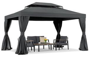 Pavilion de grădină cu plasă de țânțari și perdele Valencia 3x4 antracit Garden Point