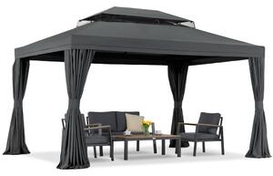 Pavilion de grădină antracit cu perdele Valencia 3x4m Garden Point