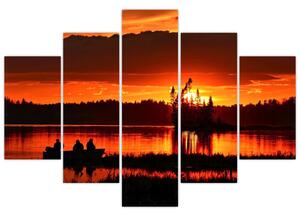 Tablou - Pescari pe lac (150x105 cm)