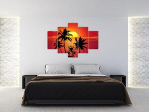 Tablou - Silueta insulei cu palmieri (150x105 cm)