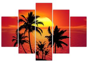 Tablou - Silueta insulei cu palmieri (150x105 cm)