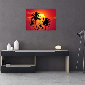 Tablou - Silueta insulei cu palmieri (70x50 cm)