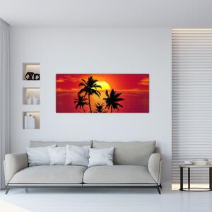 Tablou - Silueta insulei cu palmieri (120x50 cm)