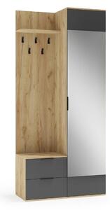 Mobiler hol CORAL, stejar auriu/gri antracit, PAL laminat, 100x45x203
