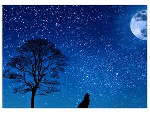 Tablou - Lupul urlând la lună (70x50 cm)
