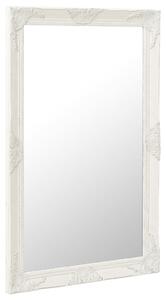 Oglindă de perete în stil baroc, alb, 60 x 100 cm