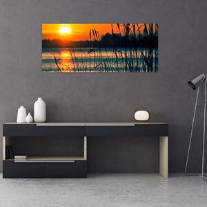 Tablou - Apus de soare la lac (120x50 cm)