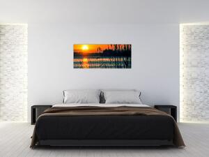 Tablou - Apus de soare la lac (120x50 cm)