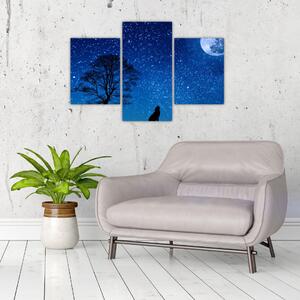 Tablou - Lupul urlând la lună (90x60 cm)